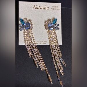 Natasha Couture Blue and Silver Dangle Earrings